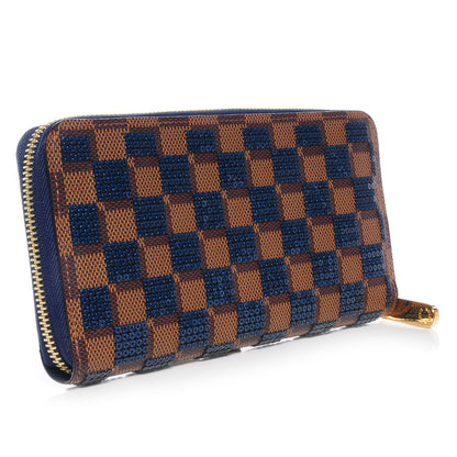 Louis Vuitton Damier Paillettes Zippy Wallet Blue 3 of 7