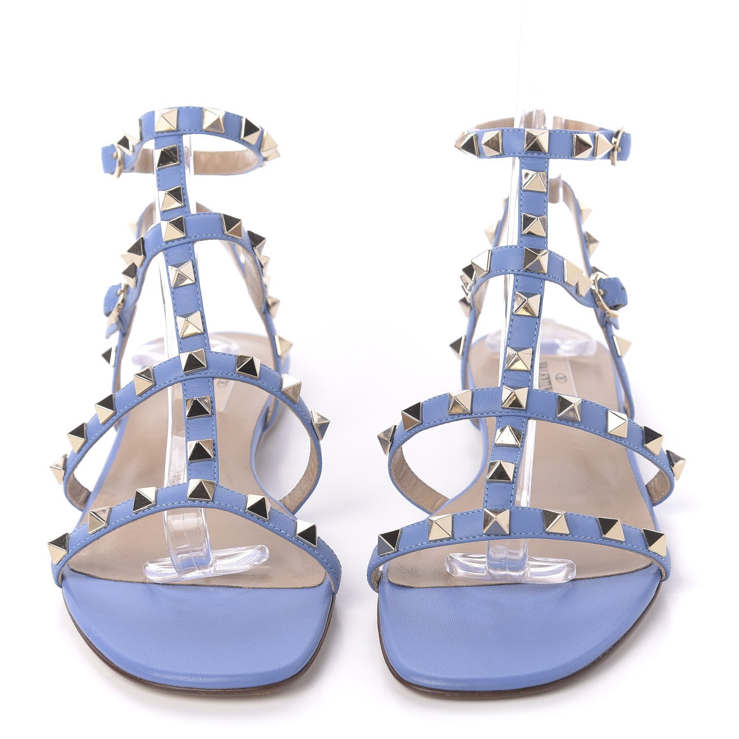 Valentino Garavani Nappa Rockstud Gladiator Flat Sandals 38.5 Angel 2 of 8