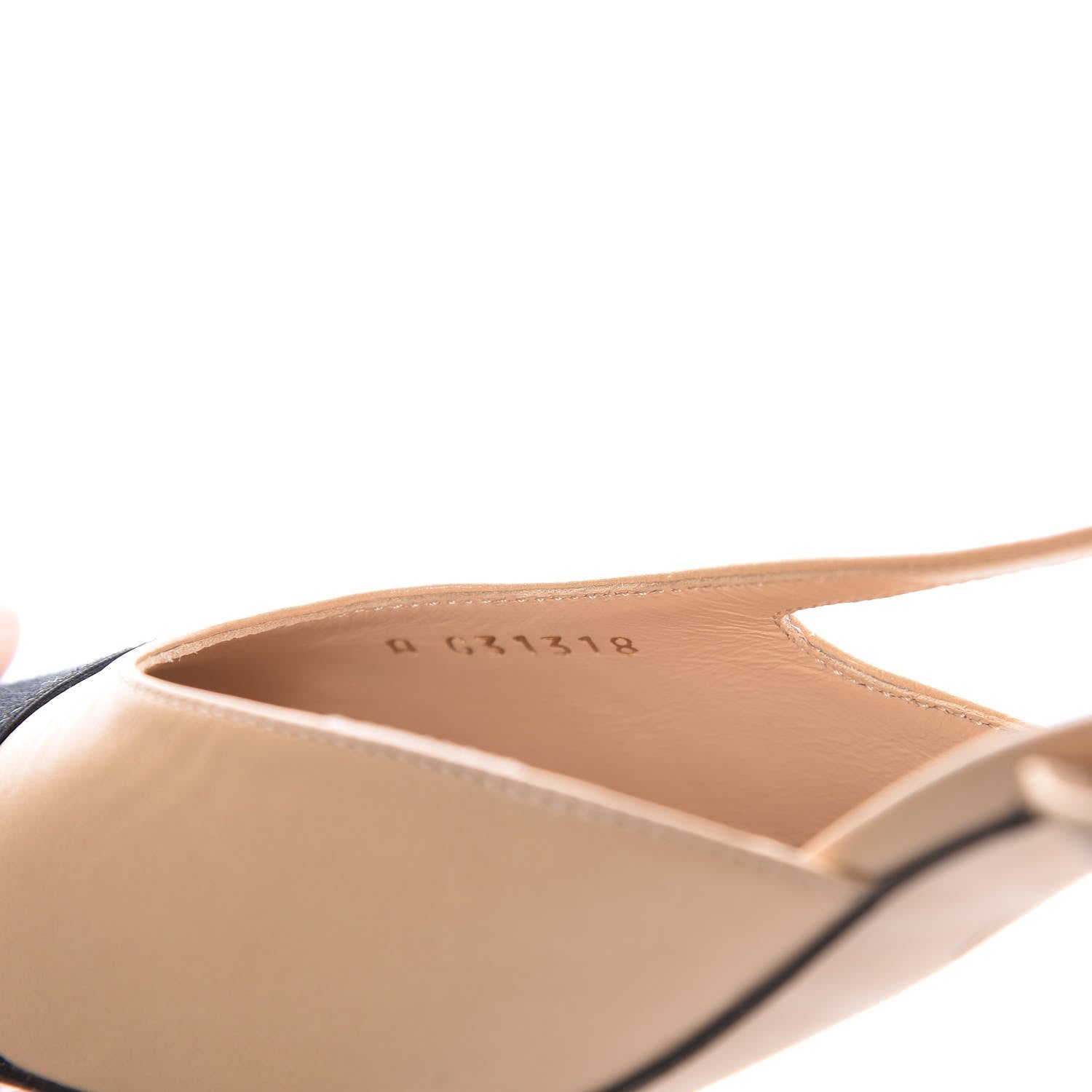 Chanel Goatskin Grosgrain Cap Toe CC Slingback Pumps 37.5 Beige Black 10 of 11