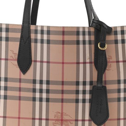 Burberry Grainy Calfskin Haymarket Check Medium Reversible Tote Black 20 of 22