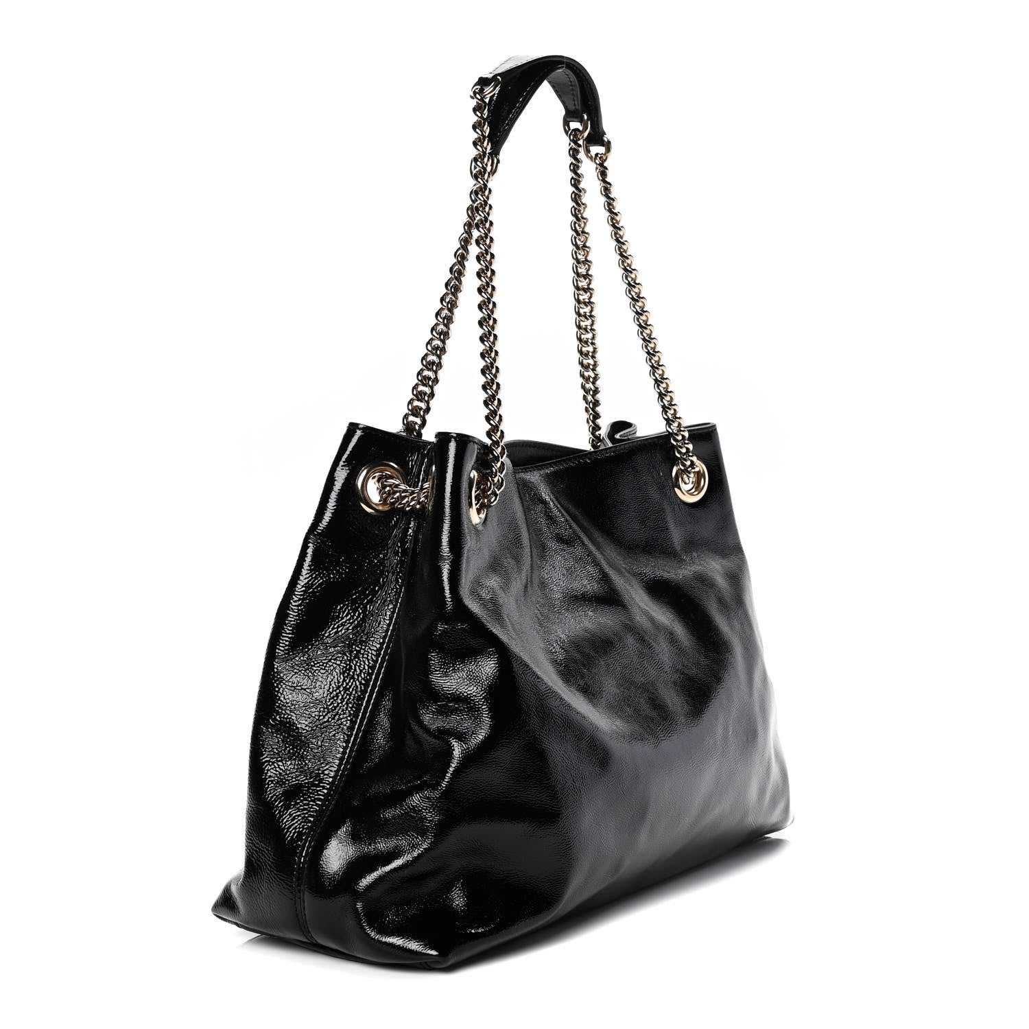 Gucci Patent Medium Soho Chain Shoulder Bag Black 3 of 9