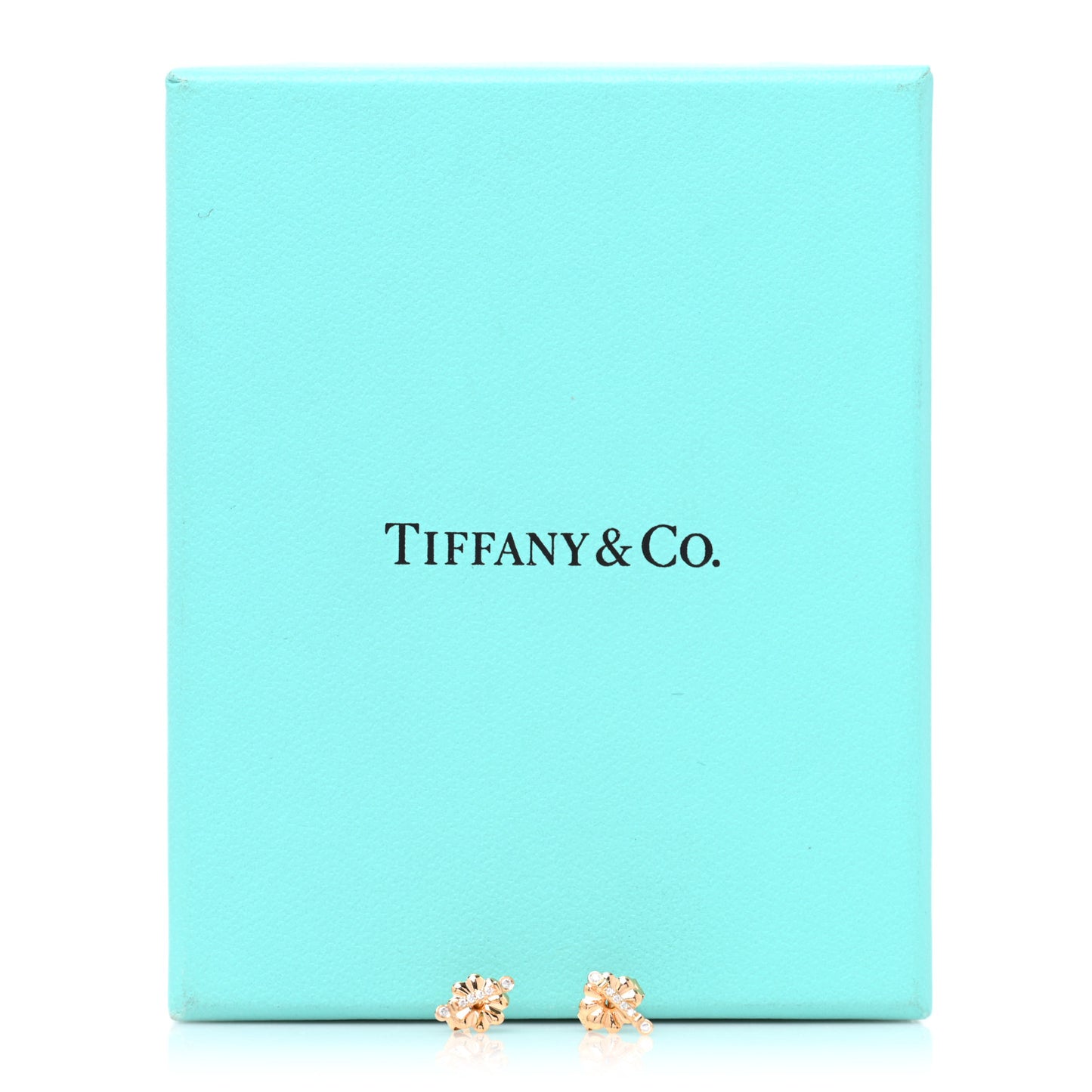 18K Rose Gold Diamond Fleur de Lis Key Bar Earrings