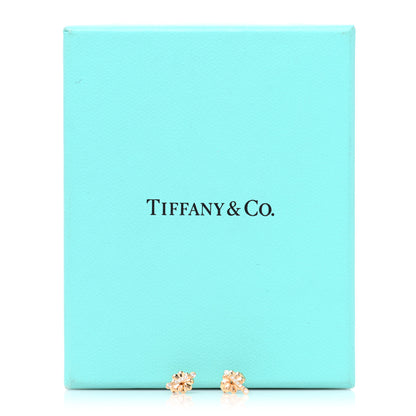 Tiffany 18K Rose Gold Diamond Fleur de Lis Key Bar Earrings 5 of 5