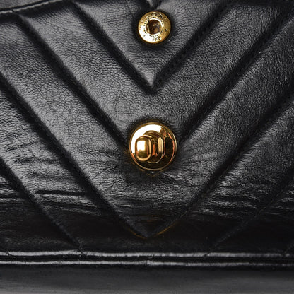 Chanel Lambskin Chevron Quilted Medium Double Flap Black 12 of 18