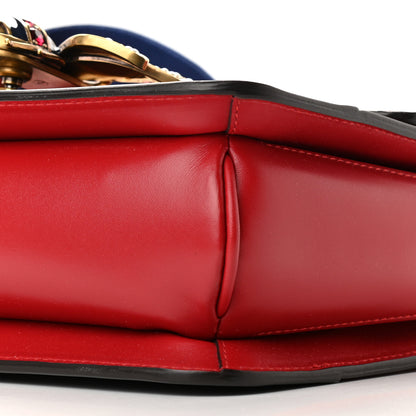 Gucci Calfskin Sylvie Web Queen Margaret Shoulder Bag Blue Agata Hibiscus Red Mystic White 9 of 10