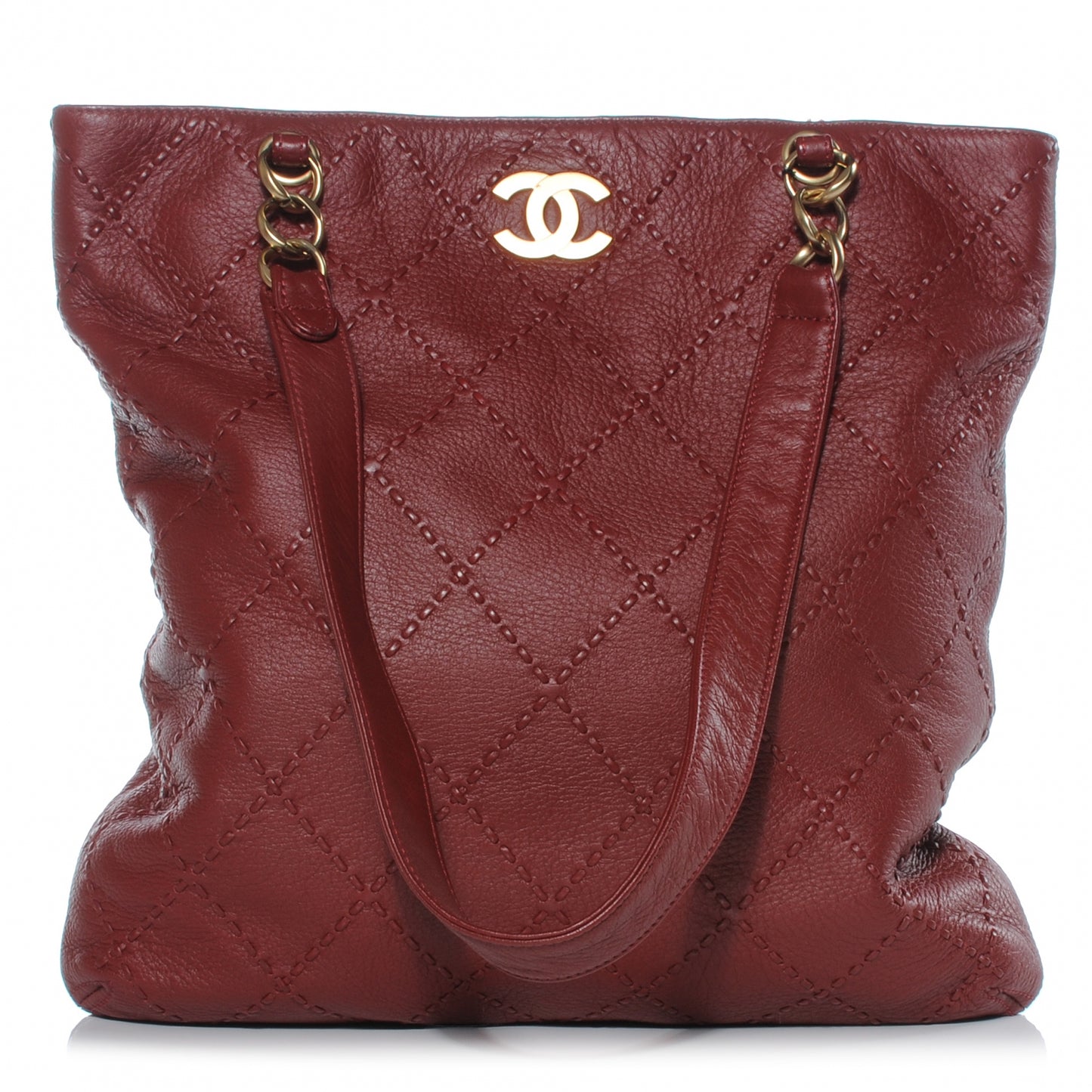 Calfskin Diamond Stitched Shoulder Bag