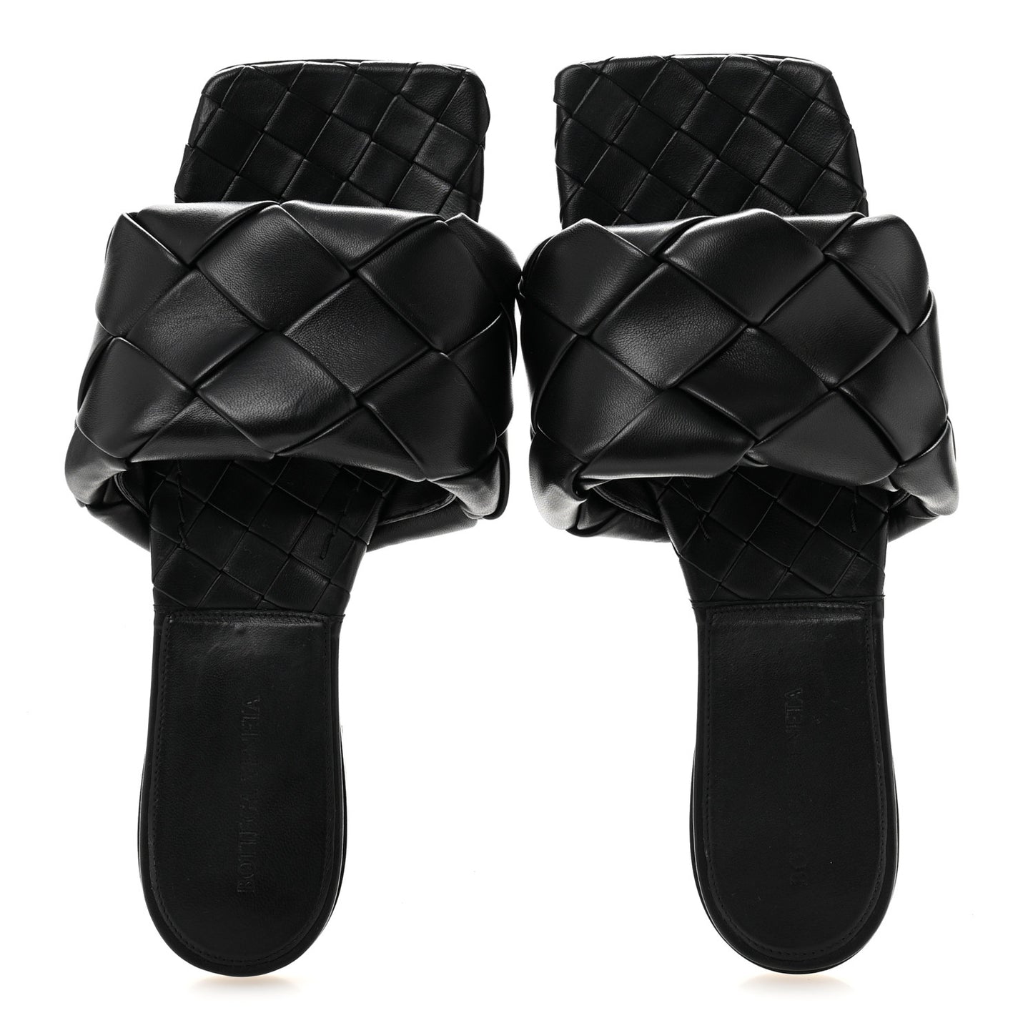 Nappa Maxi Intrecciato Lido Flat Sandals 40 Black