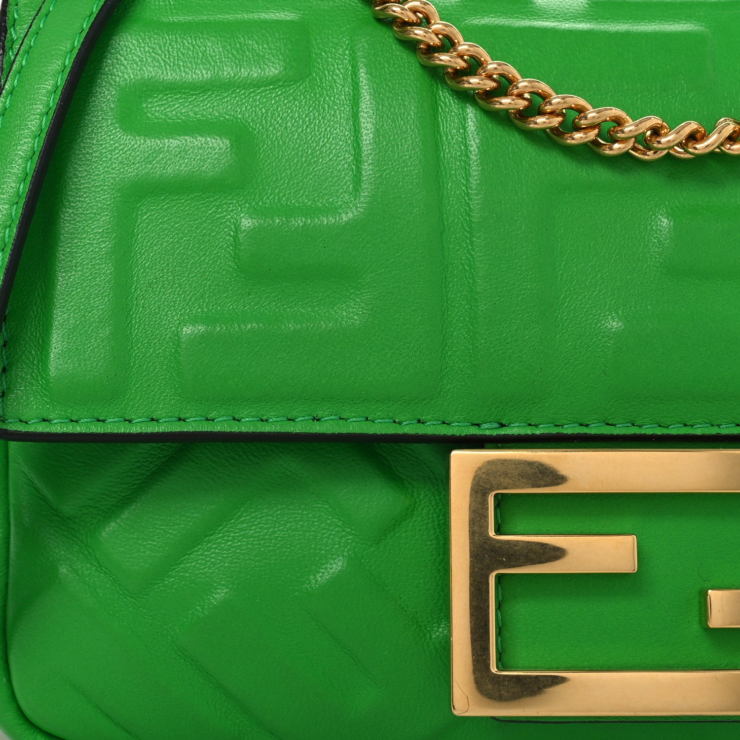 Fendi Nappa FF 1974 Embossed Mini Baguette Tomatillo 8 of 14