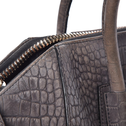 Givenchy Nubuck Crocodile Embossed Medium Antigona Washed Black 33 of 35