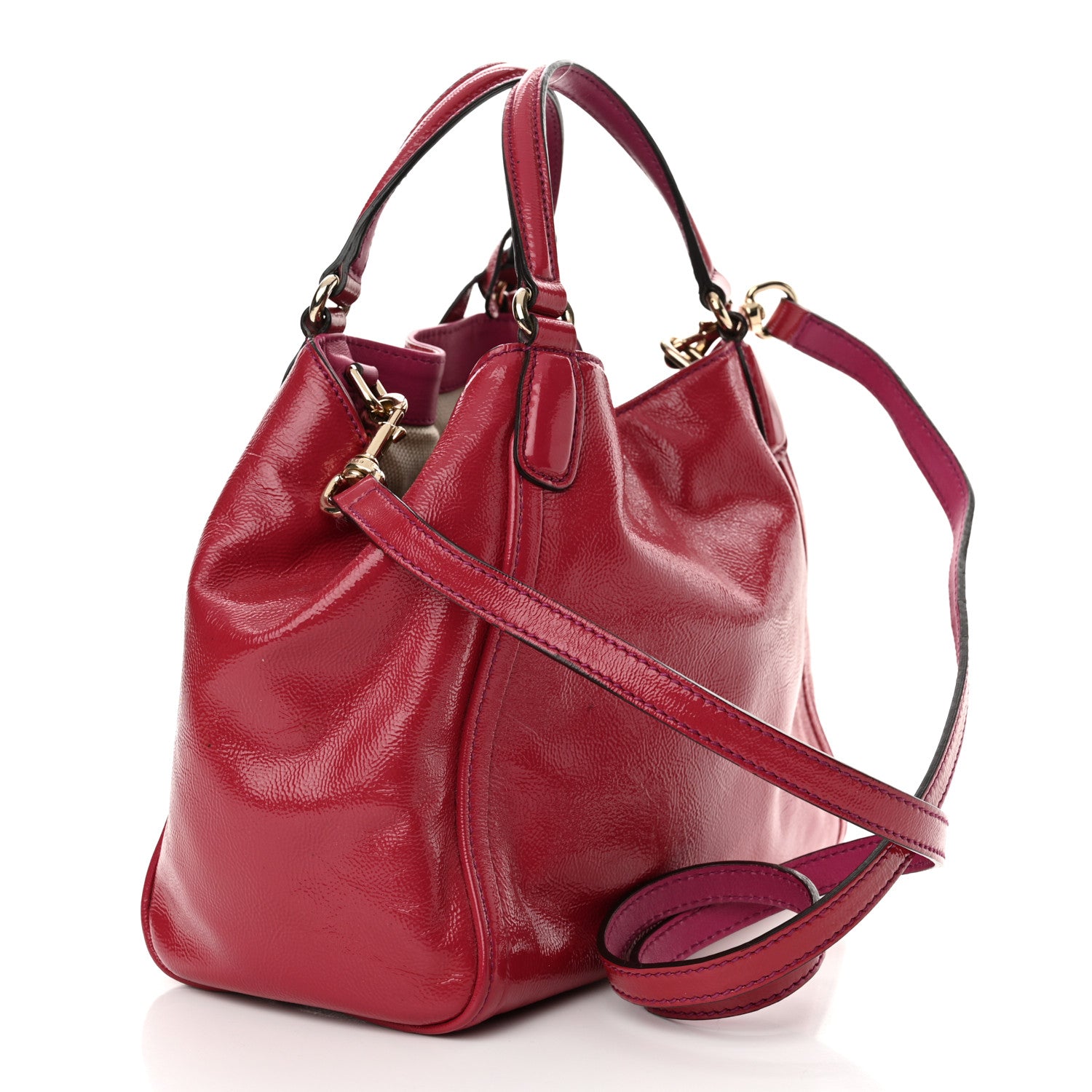Gucci Patent Small Soho Shoulder Bag Bright Bougainvillea 3 of 13