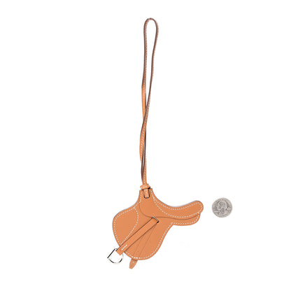 Hermes Veau Butler Paddock Selle Horse Saddle Bag Charm Natural Sable 2 of 4