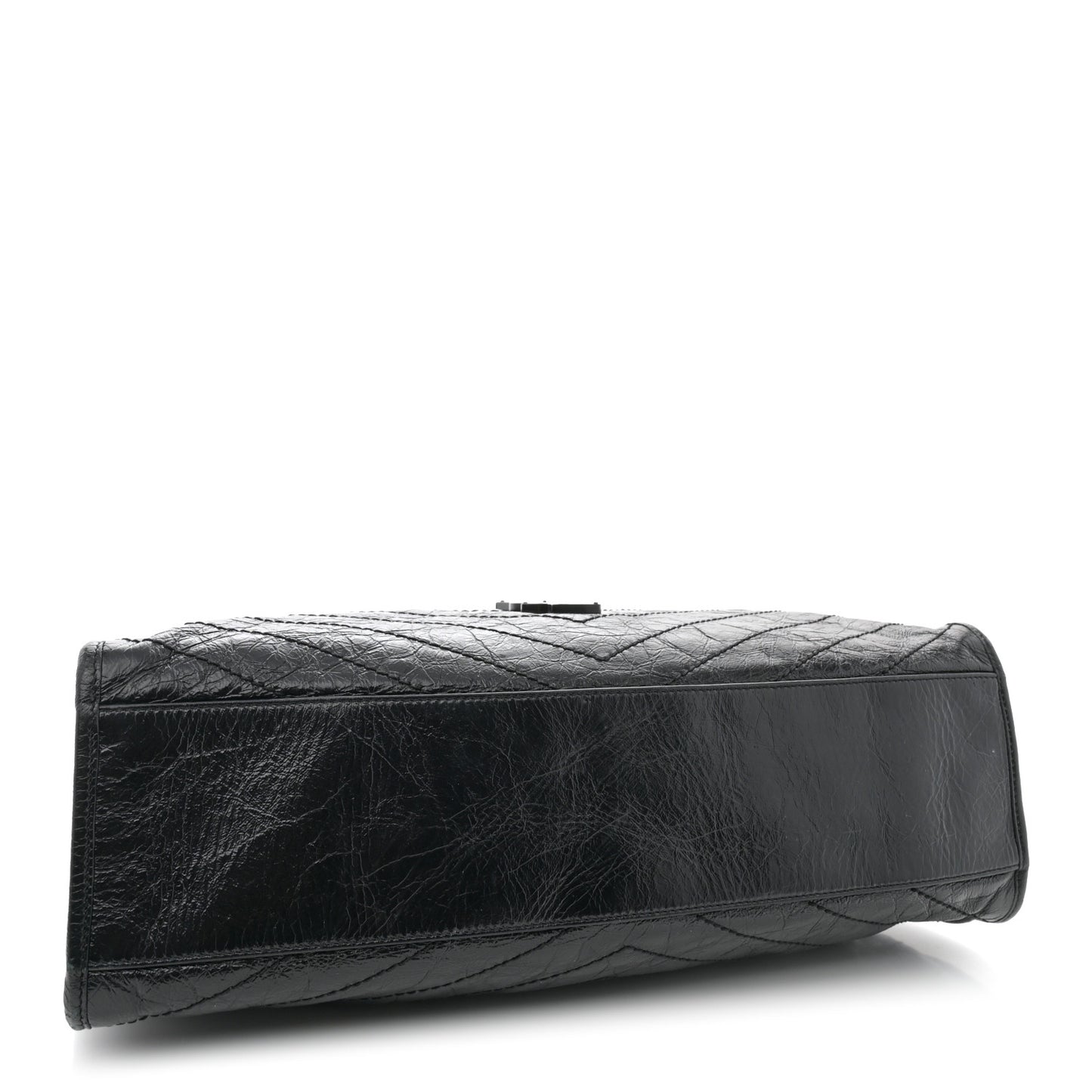 Crinkled Calfskin Matelasse Monogram Large Niki Shopper Tote Black