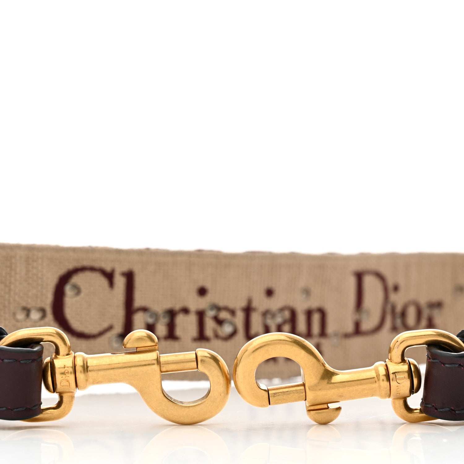 Christian Dior Oblique Studded Shoulder Strap Burgundy 3 of 5