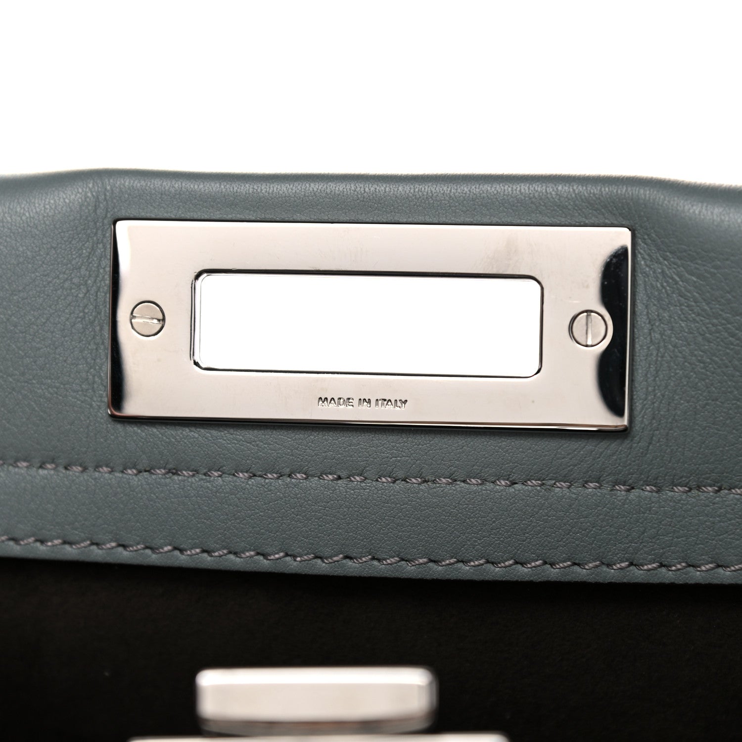 Fendi Vitello Seta Elaphe Nappa Grommet Medium Peekaboo Iconic Satchel Grey 11 of 14