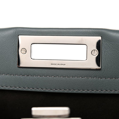 Fendi Vitello Seta Elaphe Nappa Grommet Medium Peekaboo Iconic Satchel Grey 11 of 14