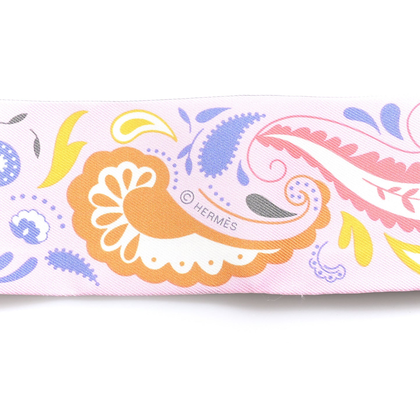Silk Guepards Bandana Twilly Rose Gris Bleu