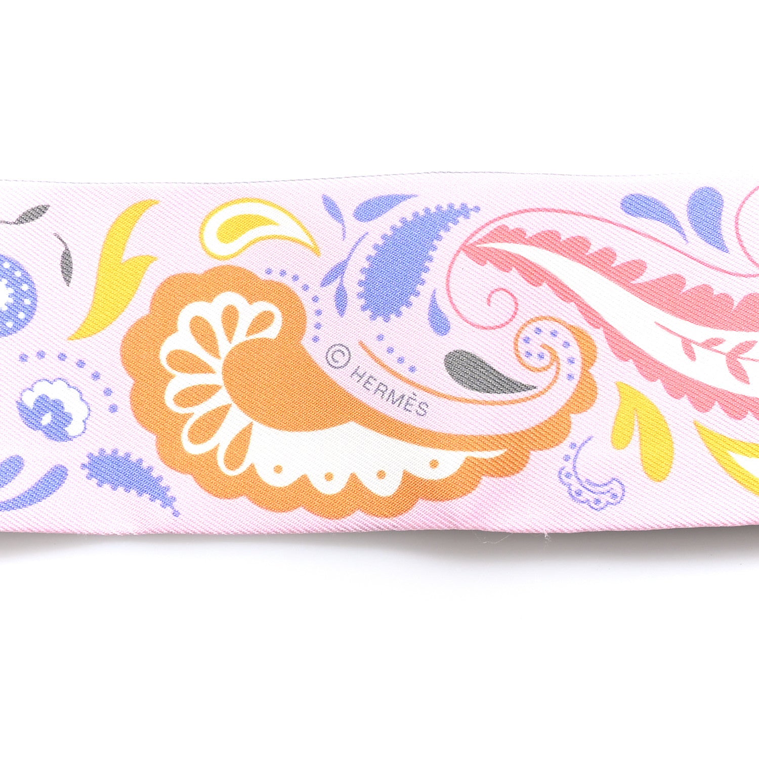 Hermes Silk Guepards Bandana Twilly Rose Gris Bleu 4 of 5