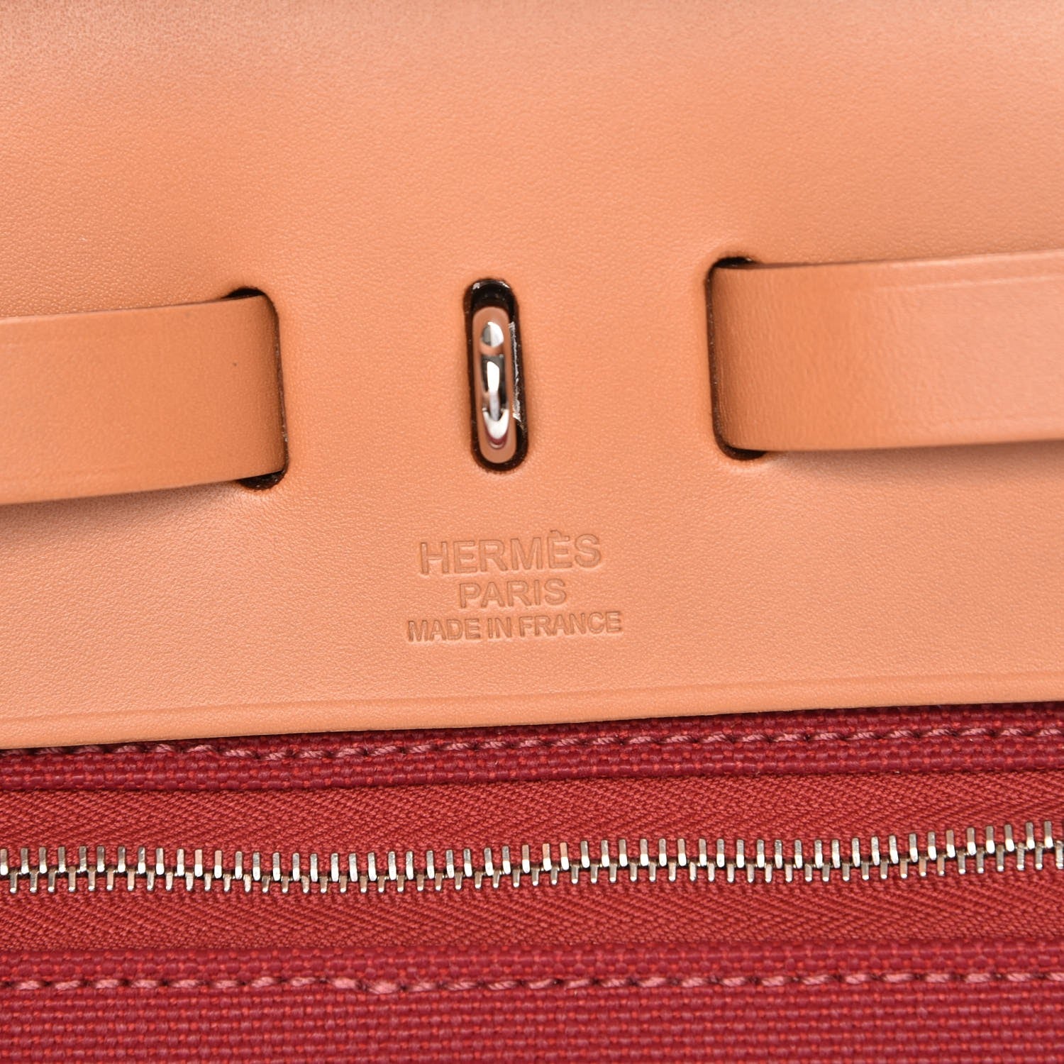 Hermes Vache Hunter Toile Herbag Zip 31 PM Rouge Grenat Natural 7 of 9