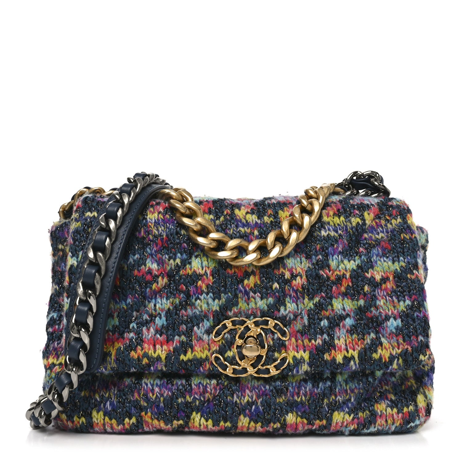 Chanel Tweed Quilted Medium Chanel 19 Flap Dark Multicolor 1 of 10