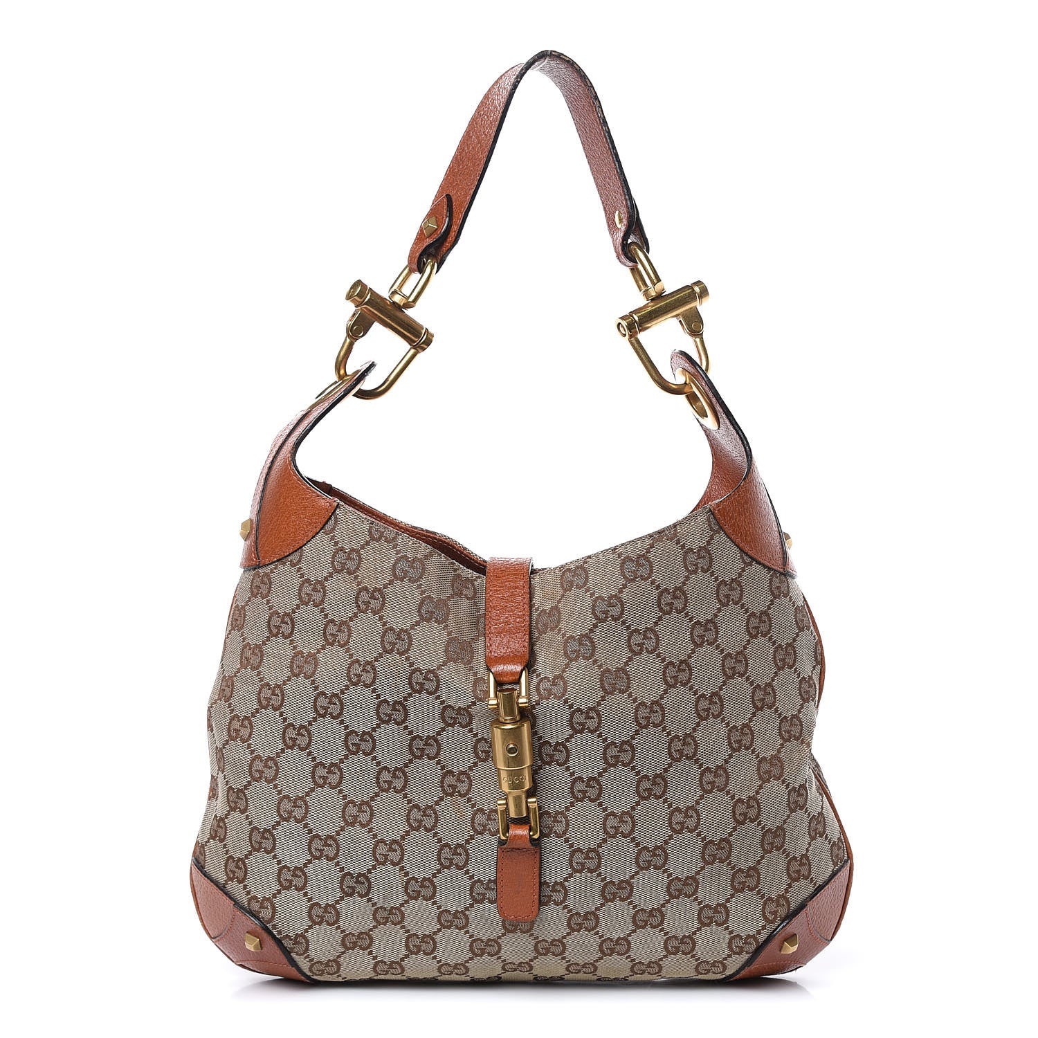Gucci Monogram Piston Lock Jackie O Hobo 1 of 15