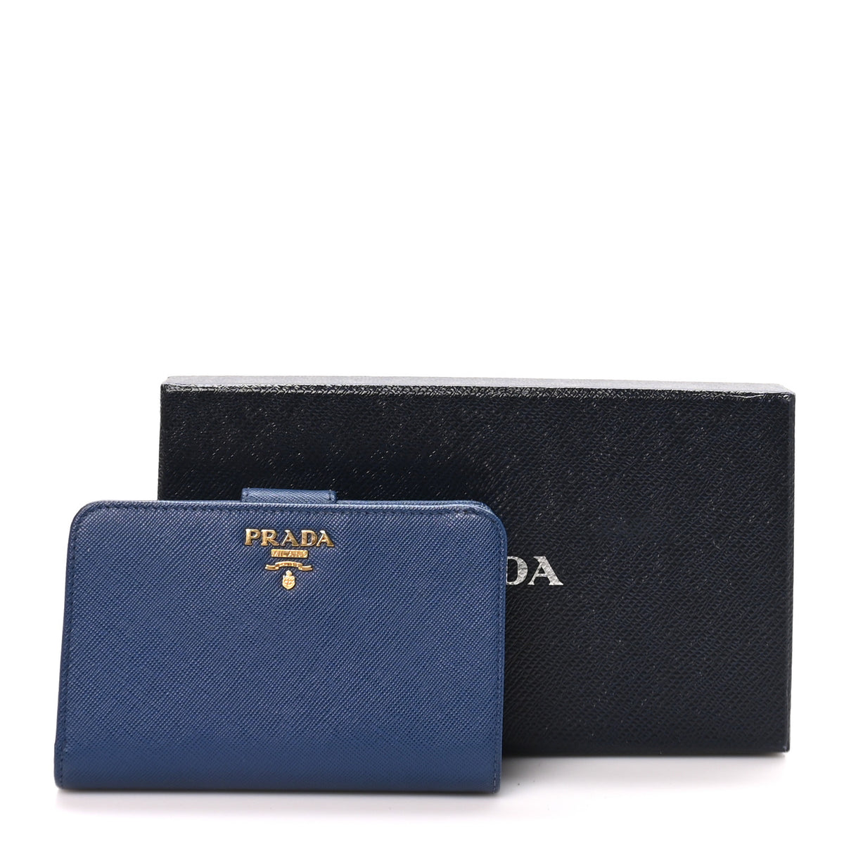Prada Saffiano Metal Compact Wallet Bluette 9 of 9
