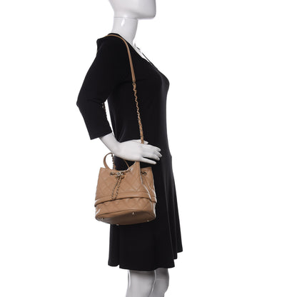 Chanel Caviar Quilted Rolled Up Bucket Drawstring Bag Beige Clair 2 of 11