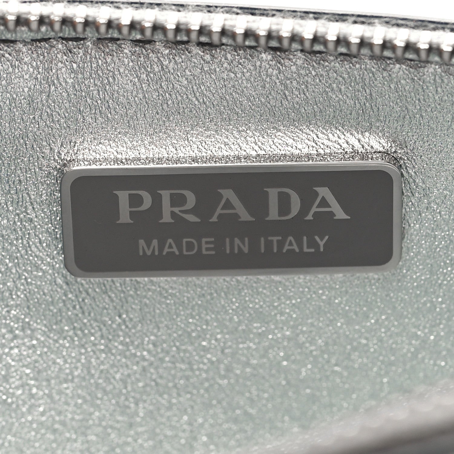 Prada Spazzolato Metal Triangle Logo Triangle Patterned Mini Shoulder Bag Argento 6 of 9