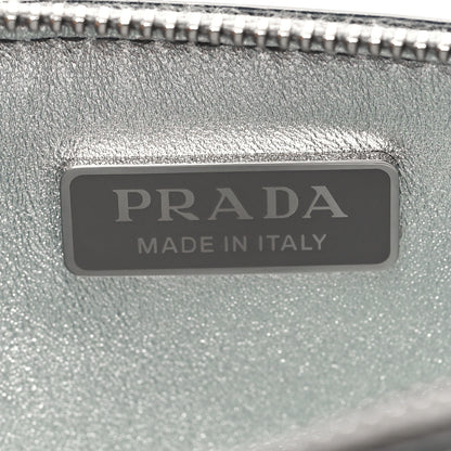 Prada Spazzolato Metal Triangle Logo Triangle Patterned Mini Shoulder Bag Argento 6 of 9