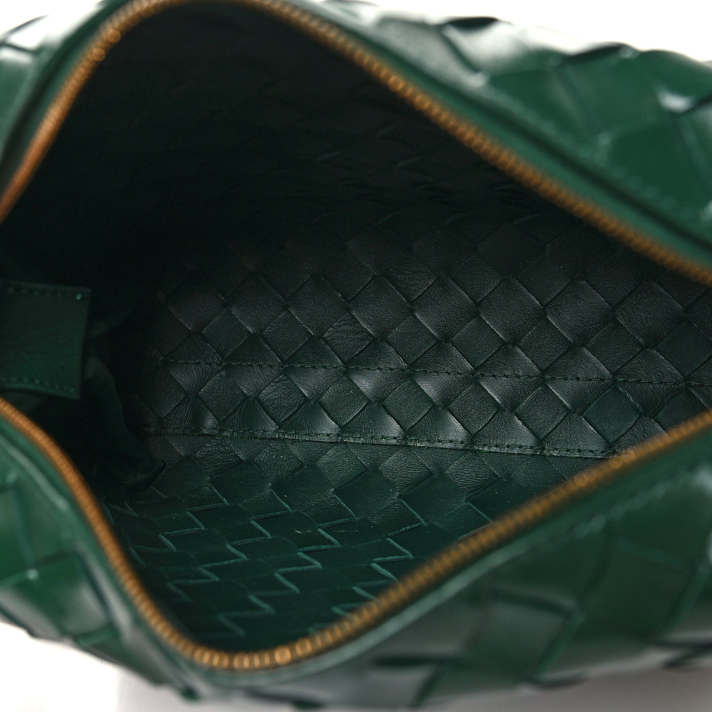 Polished Patent Intrecciato Knot Small Loop Camera Bag Raintree