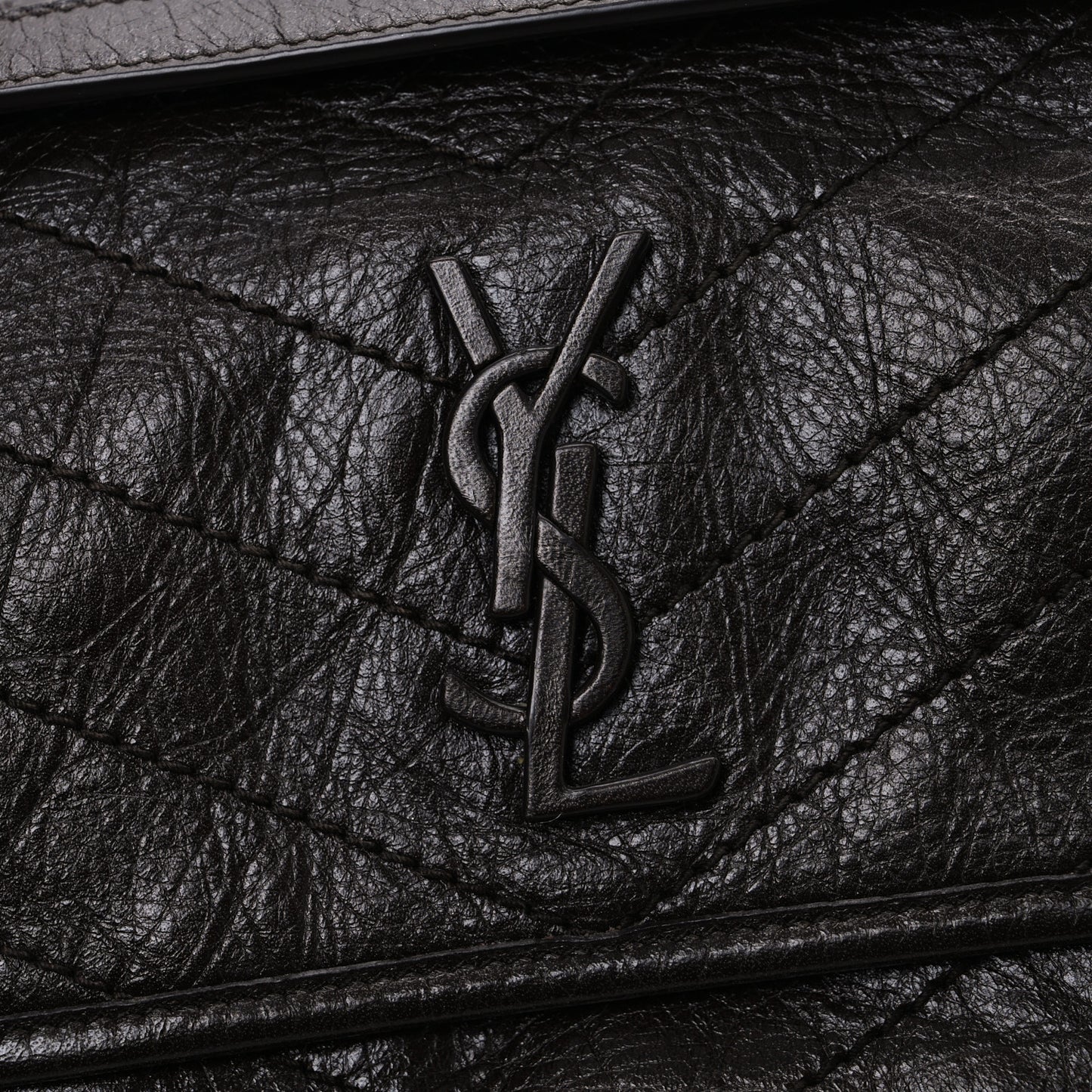 Crinkled Lambskin Matelasse Monogram Baby Niki Chain Satchel Chocolate