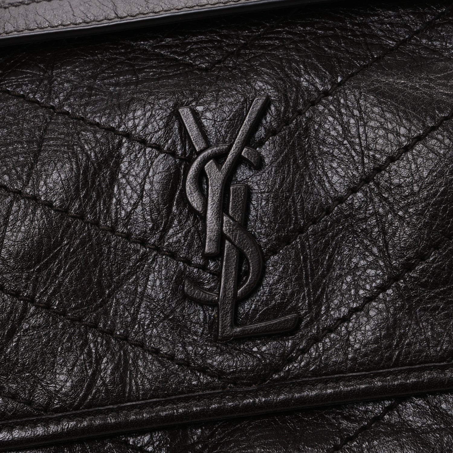 Saint Laurent Crinkled Lambskin Matelasse Monogram Baby Niki Chain Satchel Chocolate 12 of 13