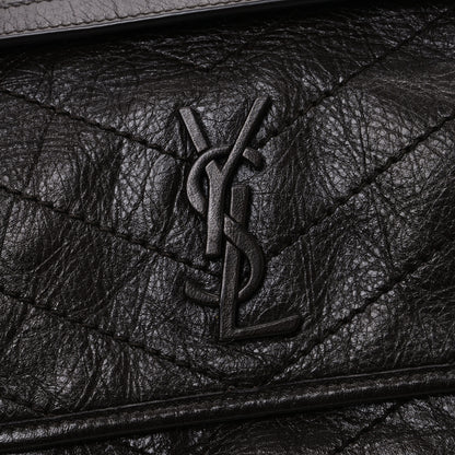 Saint Laurent Crinkled Lambskin Matelasse Monogram Baby Niki Chain Satchel Chocolate 12 of 13