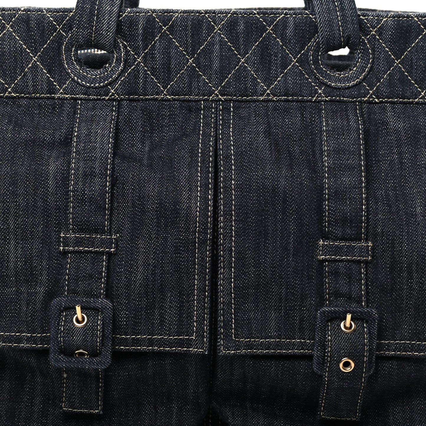 Denim CC Double Pocket Shoulder Bag