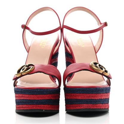 Gucci Lifford Calfskin Aitana Espadrille Platform 45/130mm Wedge Sandals 38 Hibiscus Red 2 of 10