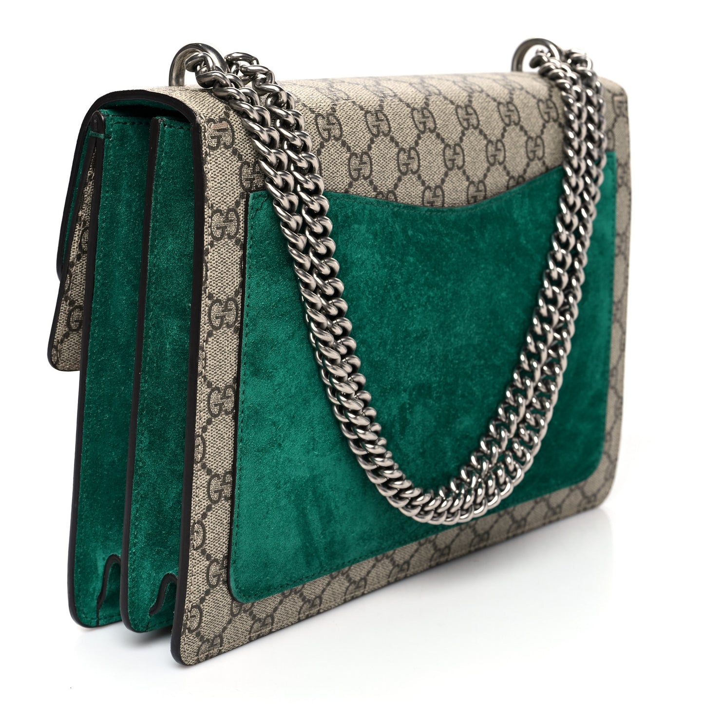 GG Supreme Monogram Embroidered Medium Dionysus Shoulder Bag Emerald