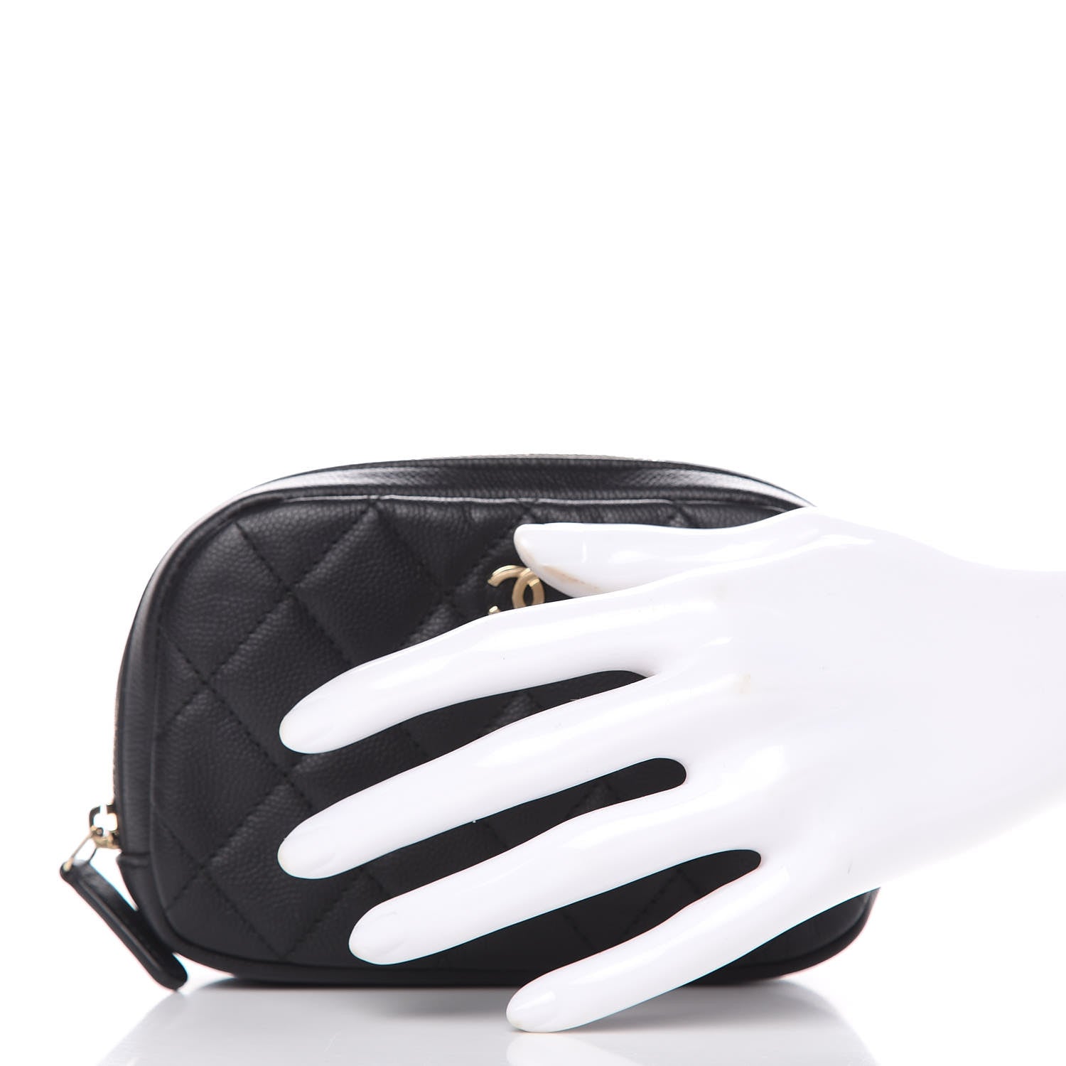 Chanel Caviar Quilted Small Curvy Pouch Cosmetic Case Black 2 of 10