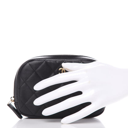 Chanel Caviar Quilted Small Curvy Pouch Cosmetic Case Black 2 of 10
