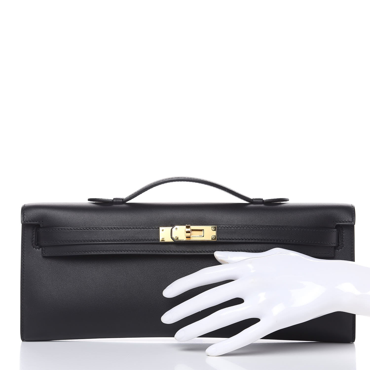 Hermes Swift Kelly Cut Clutch Pochette Black 2 of 10