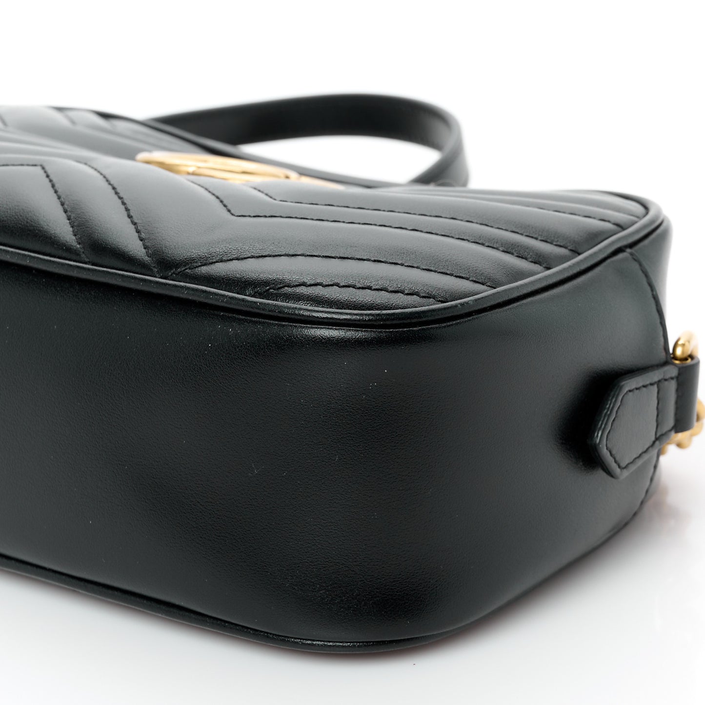 Calfskin Matelasse Small GG Marmont Chain Shoulder Bag Black