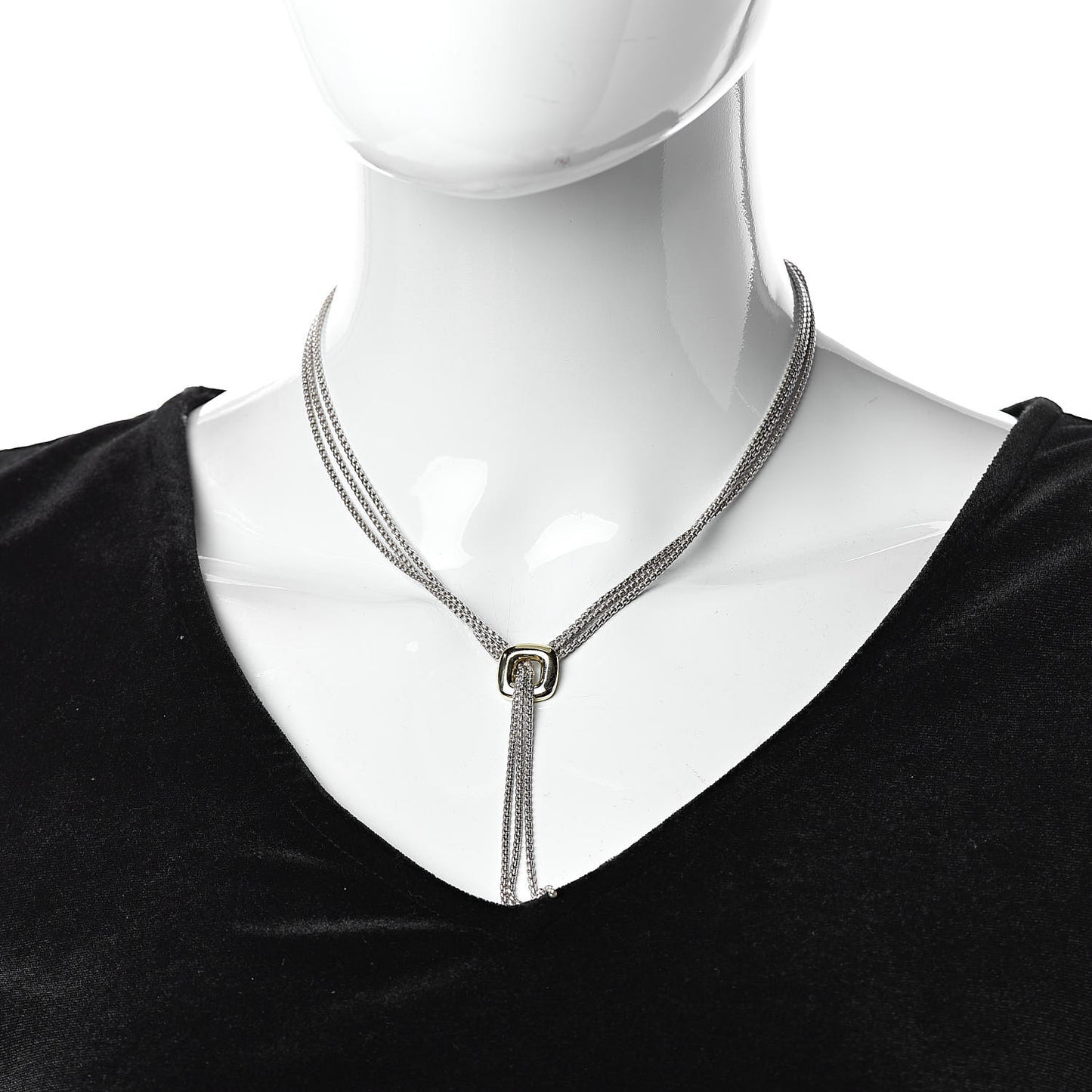 Sterling Silver 18K Yellow Gold Lariat Waterfall Necklace