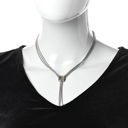 David Yurman Sterling Silver 18K Yellow Gold Lariat Waterfall Necklace 2 of 4