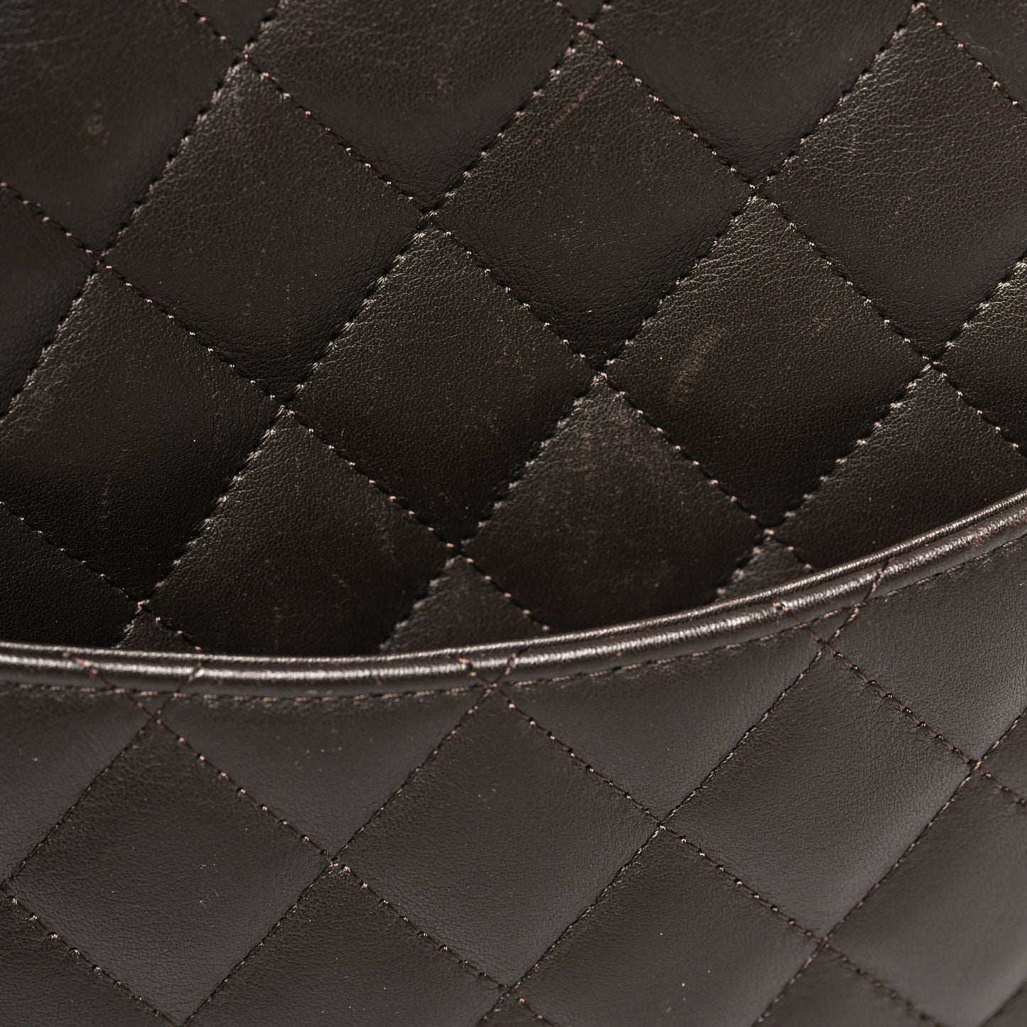 Calfskin Quilted Medium Cambon Tote Brown