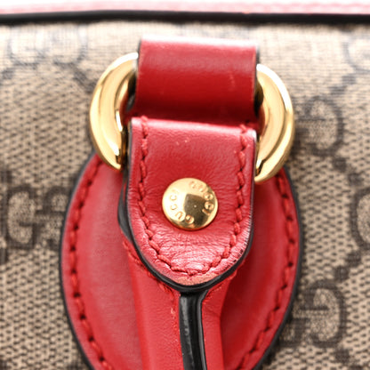 Gucci GG Supreme Monogram Kingsnake Heart Embroidered Medium Boston Hibiscus Red 13 of 15
