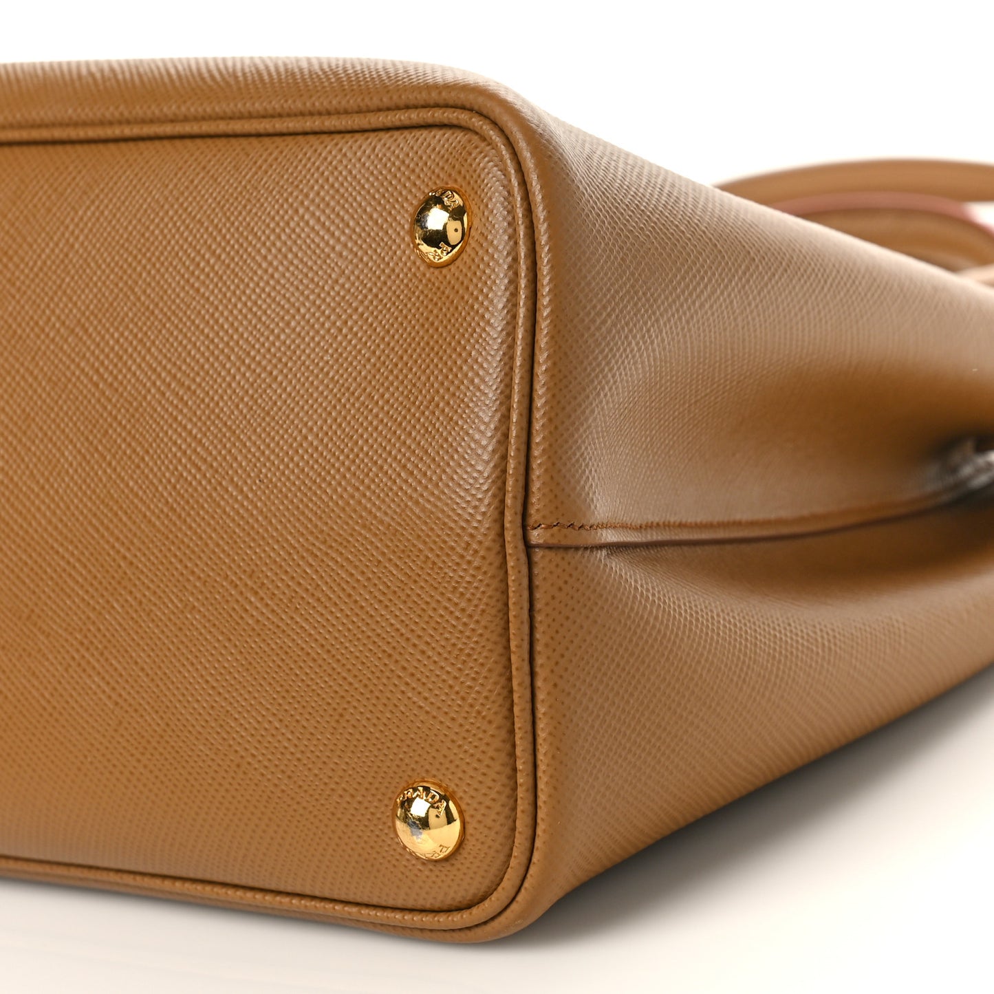 Saffiano Cuir Small Double Bag Caramel Fuoco