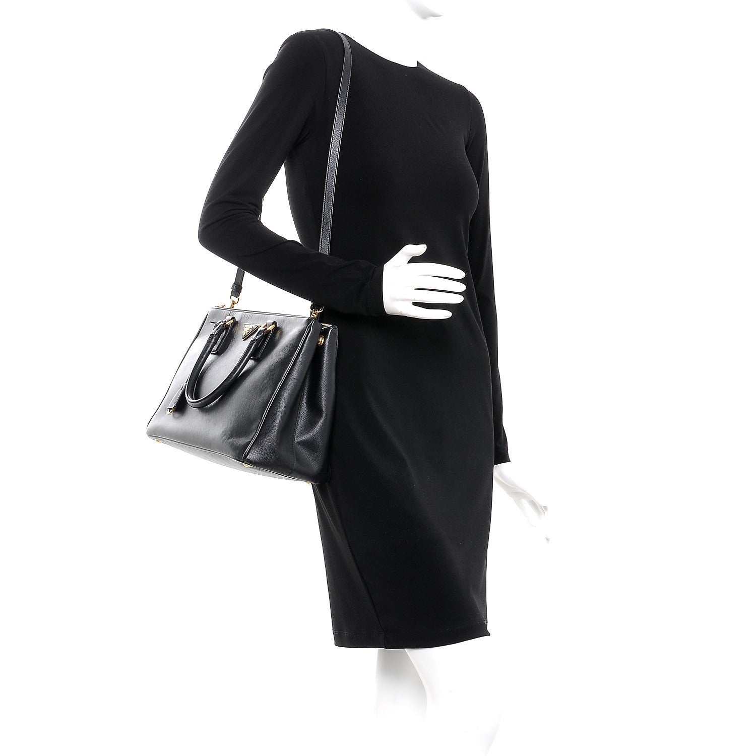 Prada Saffiano Medium Galleria Double Zip Tote Black 2 of 17