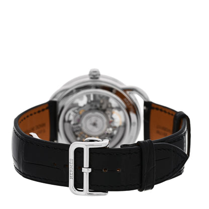 Hermes Stainless Steel Alligator 40mm Arceau Squelette Automatic Watch Noir 3 of 5