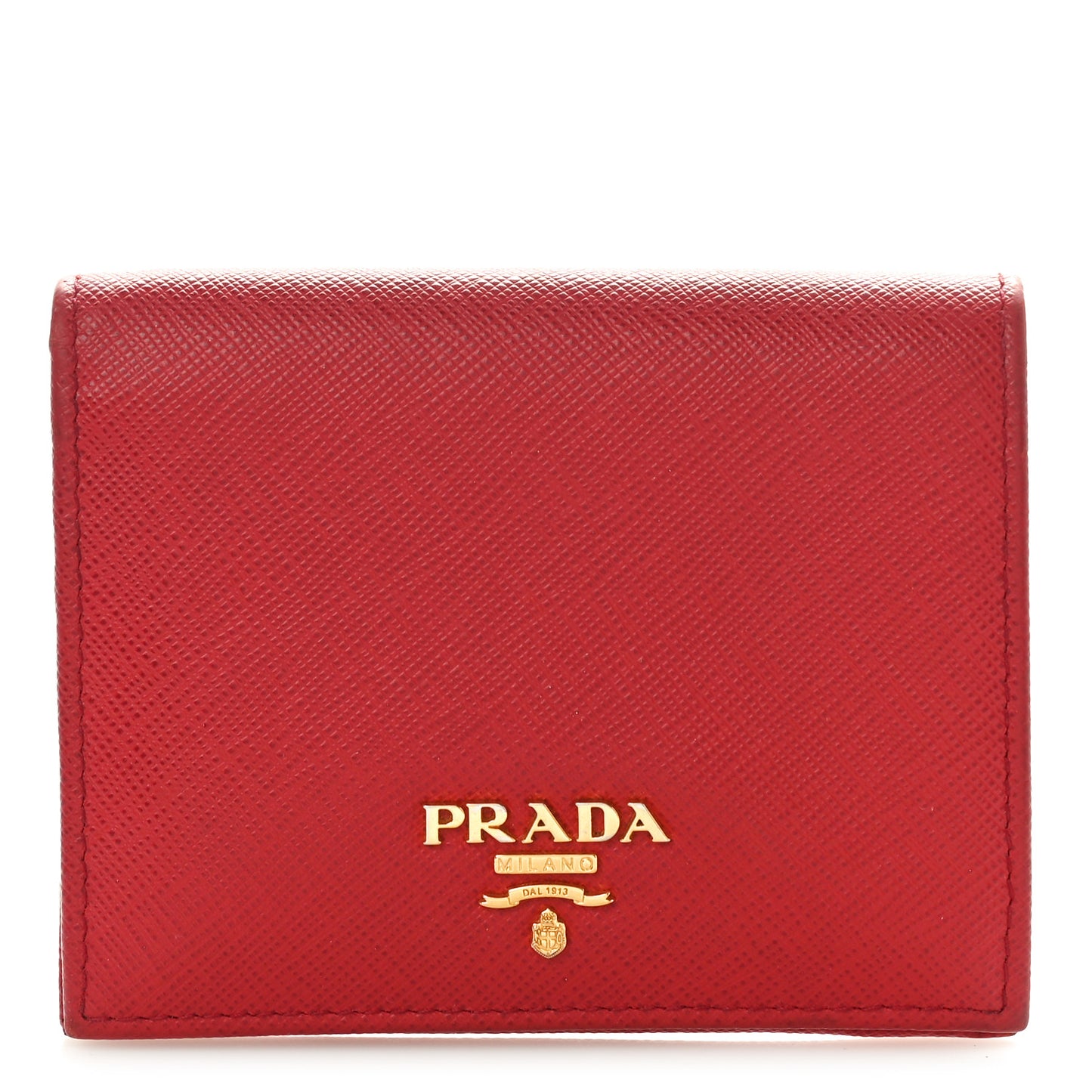 Saffiano Metal Compact Snap Bi-Fold Wallet Fuoco