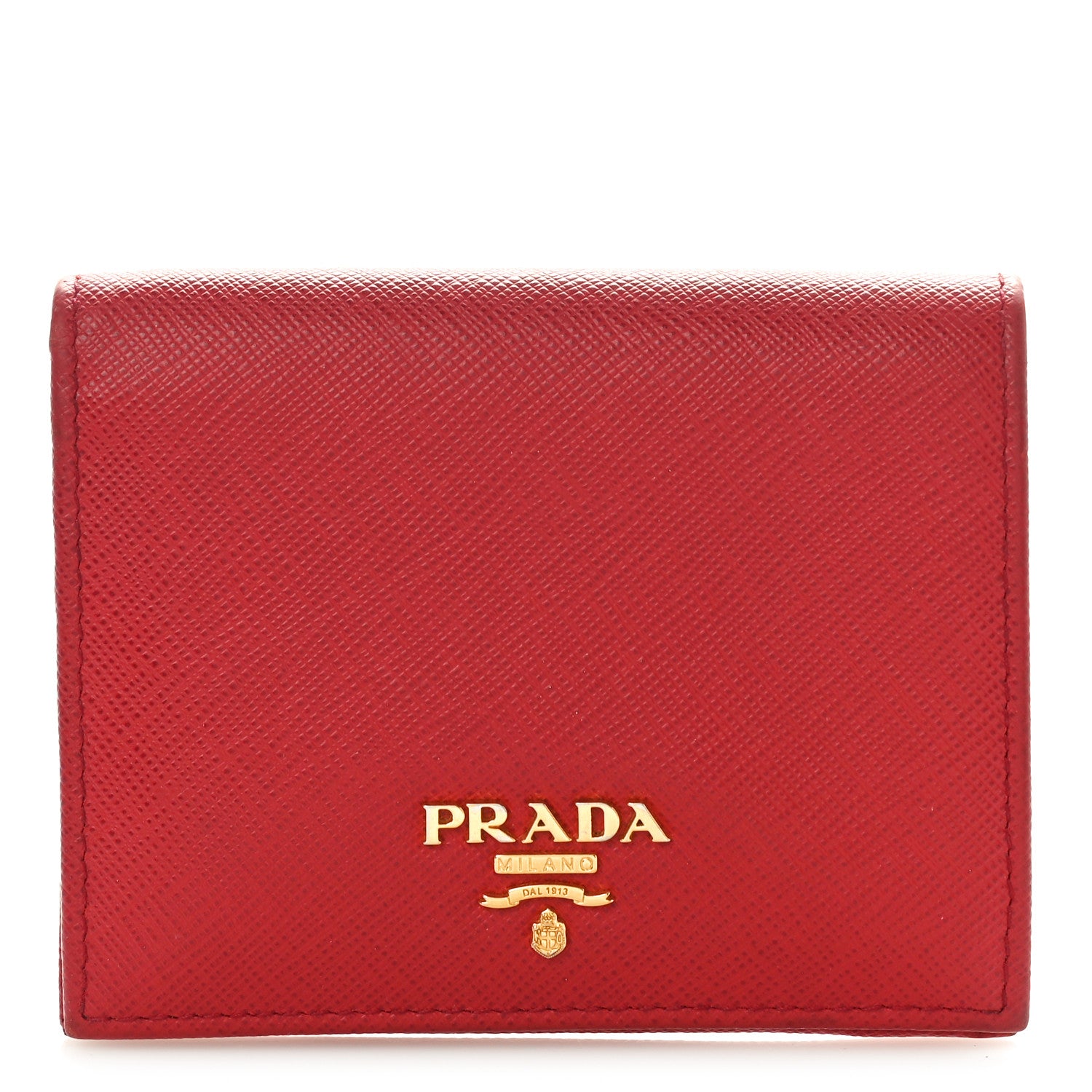 Prada Saffiano Metal Compact Snap Bi-Fold Wallet Fuoco 1 of 7