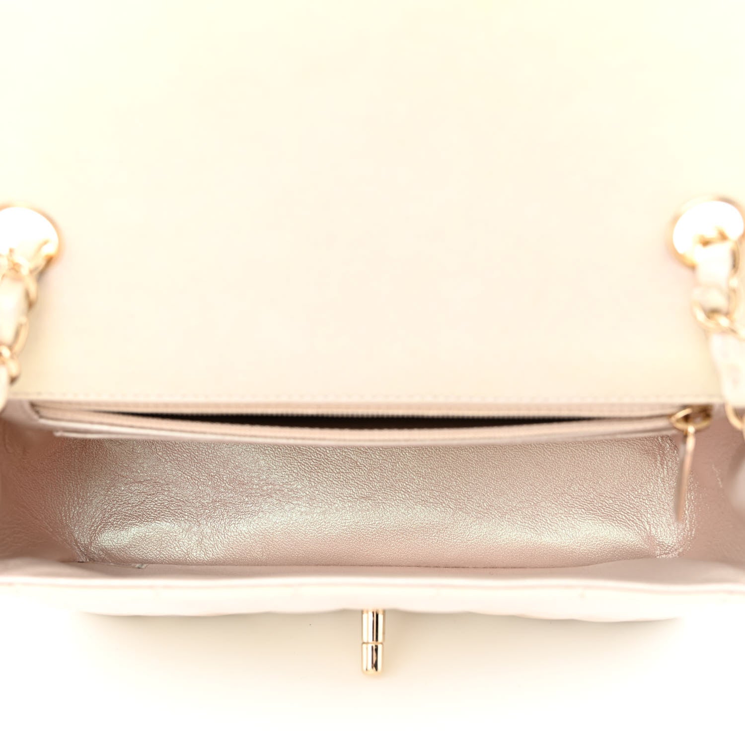Chanel Iridescent Lambskin Quilted Mini Rectangular Flap Ivory 5 of 12