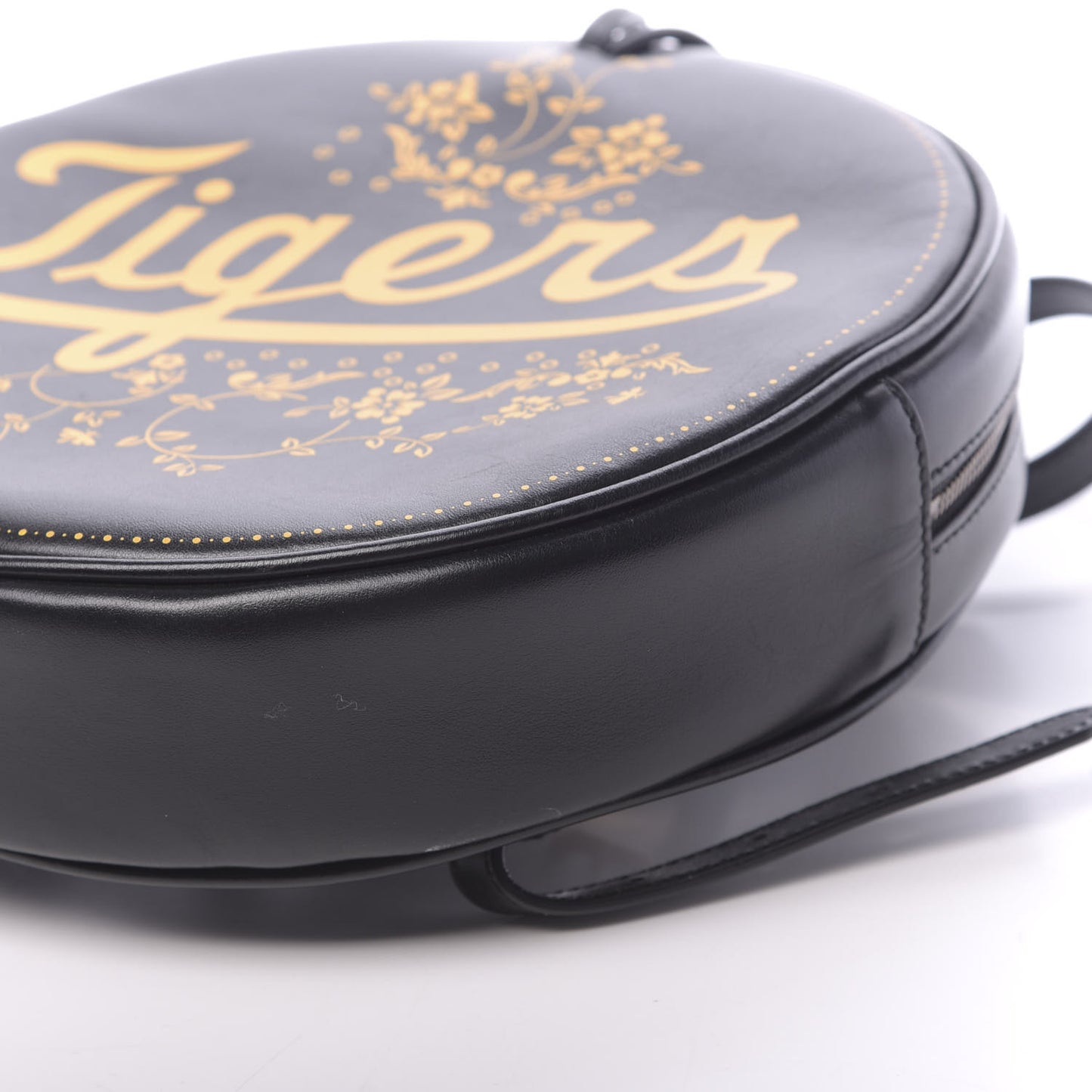 Calfskin Tigers Round Backpack Black Gold